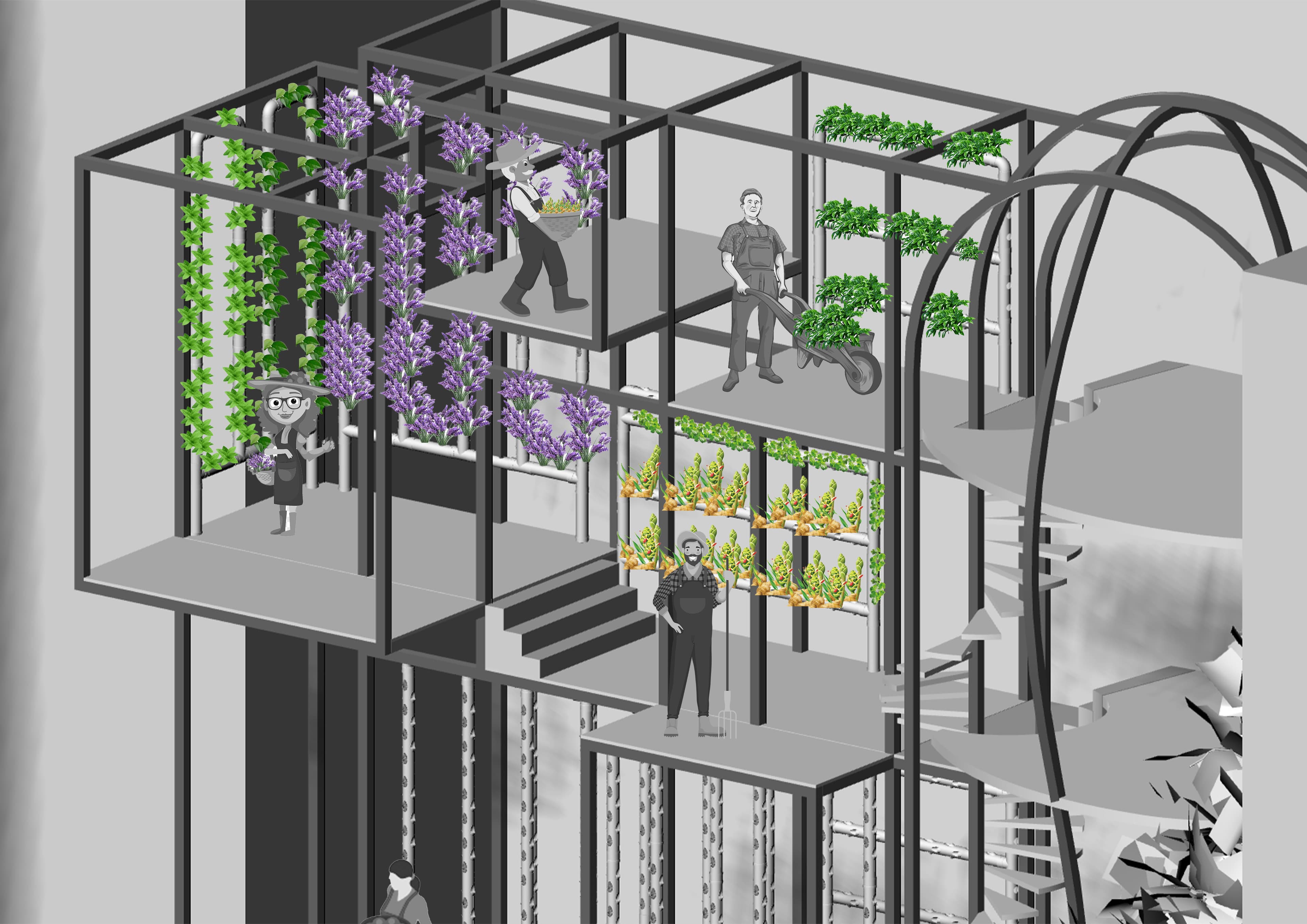 Botanic Ellipse — evening exterior with ambient glow