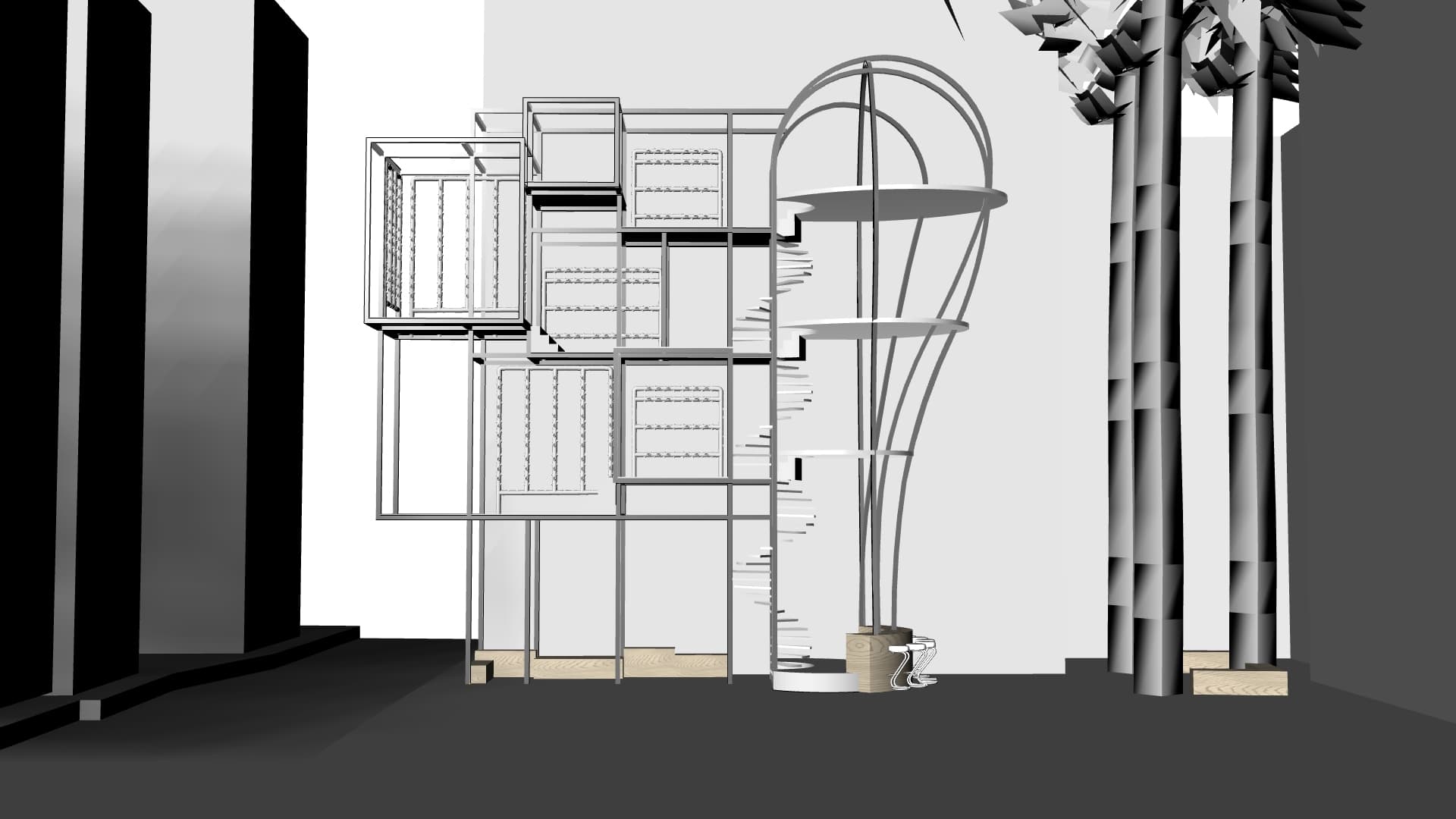 Botanic Ellipse — close-up of timber gridshell detail