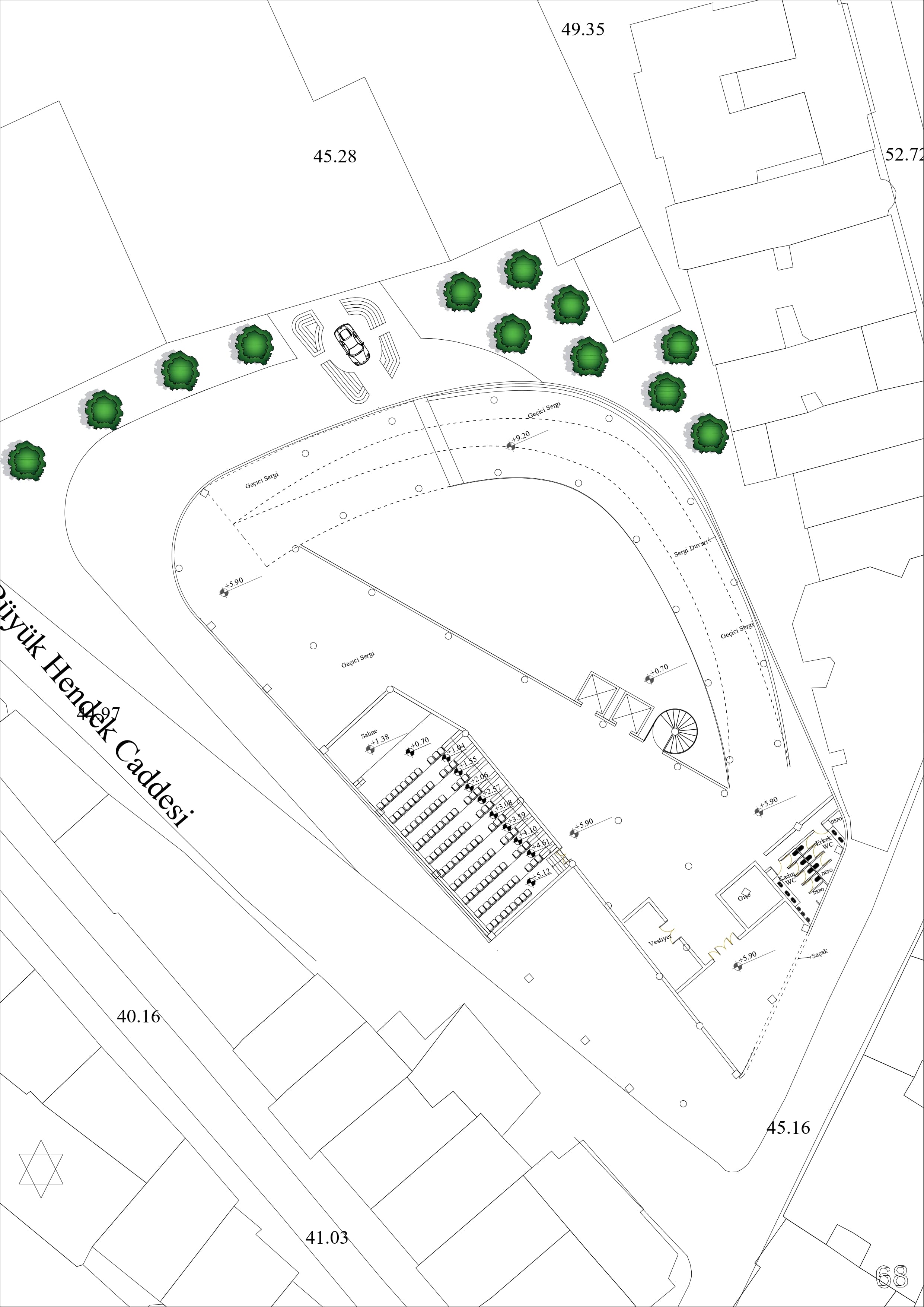 Cinemotion Museum — night view with illuminated slits