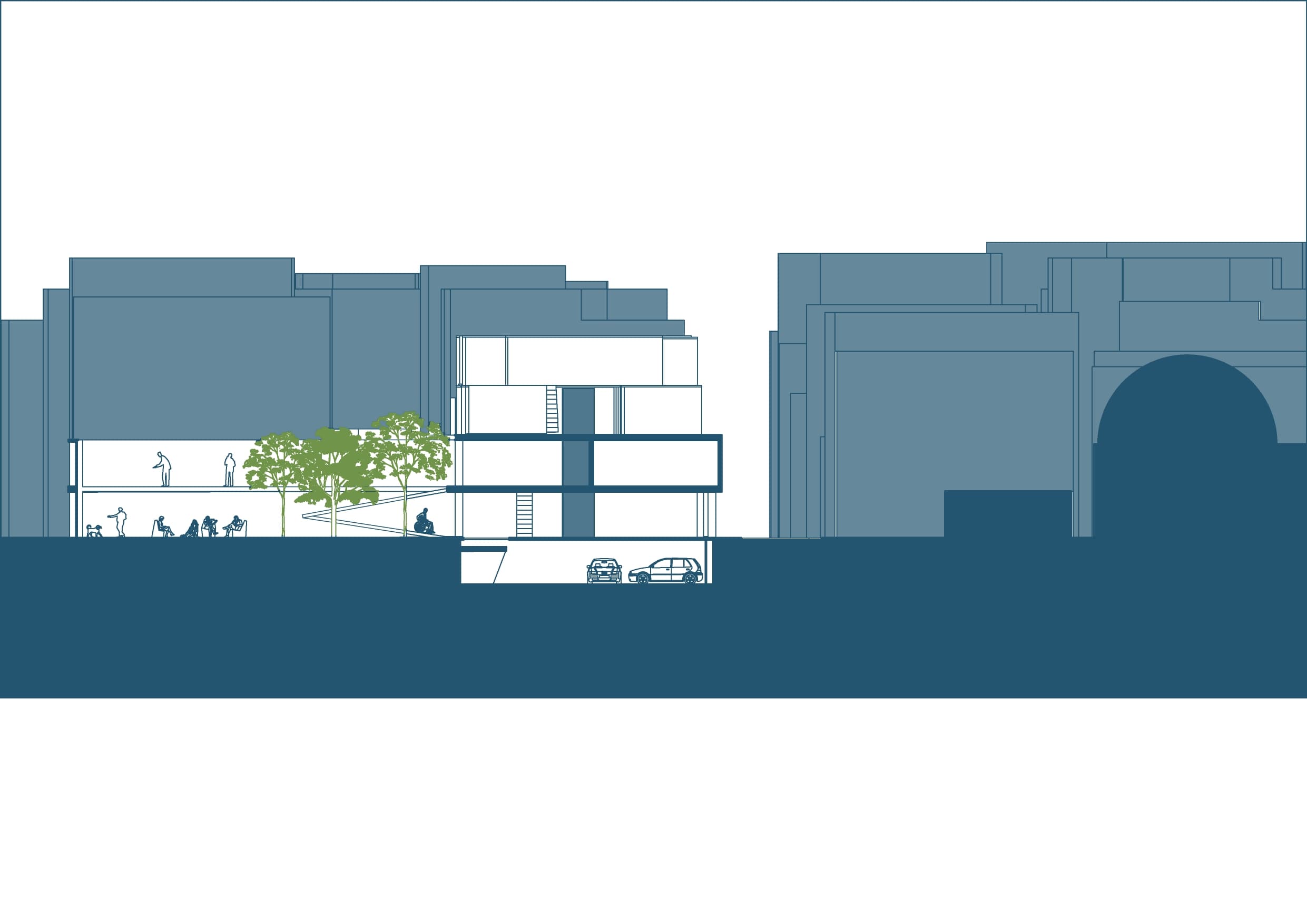 Commun Life — inner courtyard with shared garden